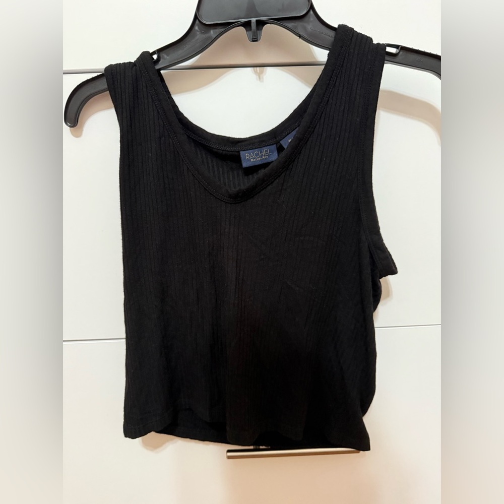 RACHEL Rachel Roy Black Sleeveless Crop Tank Top